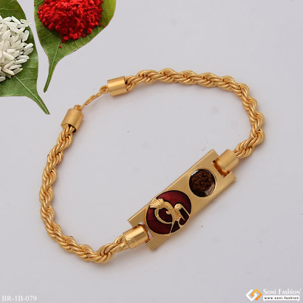 Shree with Bead High-Quality Gold Plated Bracelet for Men - Style B079