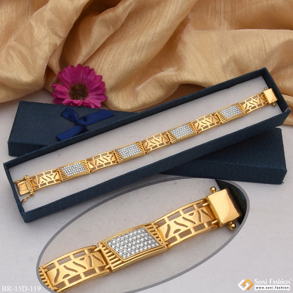 Best Quality with Diamond Antique Design Gold Plated Bracelet for Men - Style D119