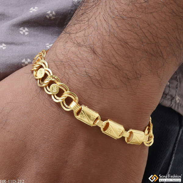 Linked Nawabi Glittering Design Gold Plated Bracelet for Men - Style D212