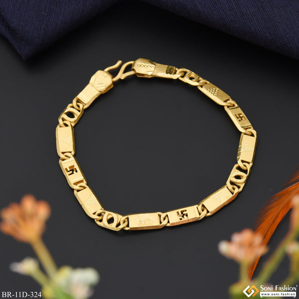 Swastika Design Gold Plated Nawabi Bracelet for Men - Style D324