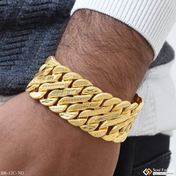 Wave Attractive Design Gold Plated Pokal Bracelet For Men - Style C703