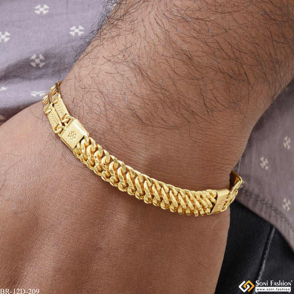 2 In 1 Hand-Crafted Design Gold Plated Nawabi Bracelet for Men - Style D209