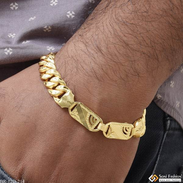 Nawabi With Pokal Hand-Crafted Design Gold Plated Bracelet for Men - Style D214