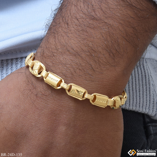 1 Gram Gold Plated 2 In 1 Kohli Best Quality Bracelet for Men - Style D135