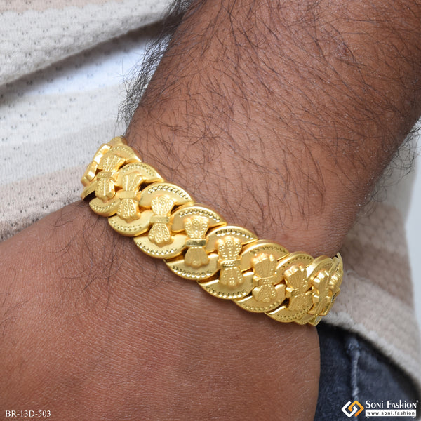 Artisanal Design Gold Plated Pokal Bracelet for Men - Style D503