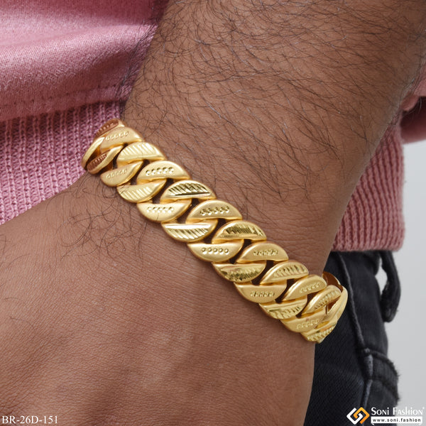 1 Gram Gold Plated Pokal Dainty Design Best Quality Bracelet for Men - Style D151