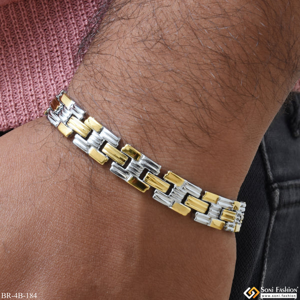 H type Lovely Design High-Quality Golden & Silver Color Bracelet for Men - Style B184