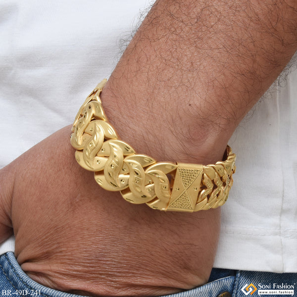 1 Gram Gold Plated V Design Pokal Best Quality Bracelet for Men - Style D241