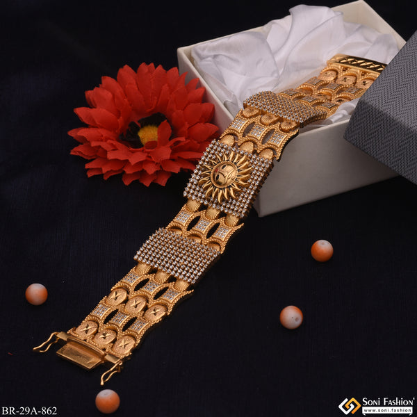 Sun Handmade Gold Plated 23 Diamonds Line Bracelet - Style A862