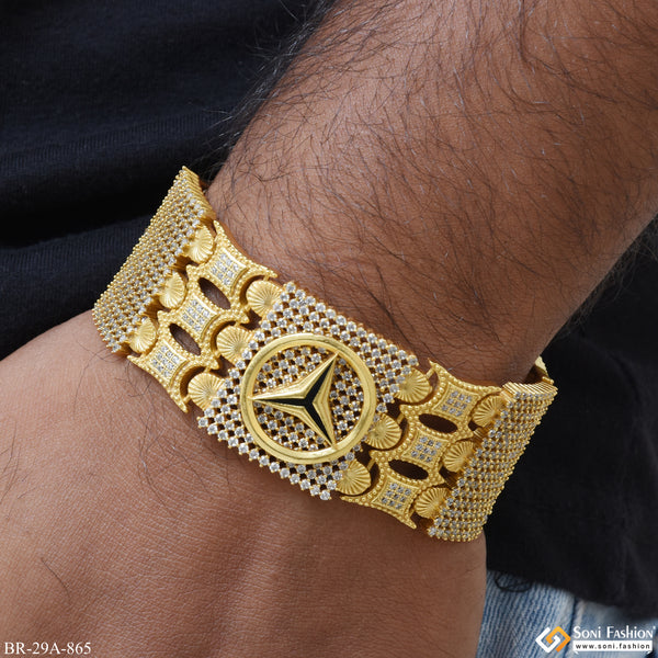 Triangle Logo Handmade Gold Plated 23 Diamonds Line Bracelet - Style A865