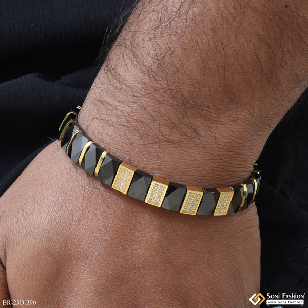 Popular Design Golden Color Ceramic & Steel Bracelet for Men - Style D390