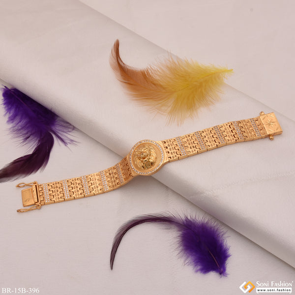 Lion With Diamond Dainty Design Best Quality Gold Plated Bracelet - Style B396