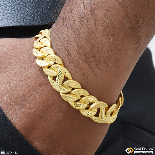 1 Gram Gold Plated Glittering Design Pokal Bracelet for Men - Style D413