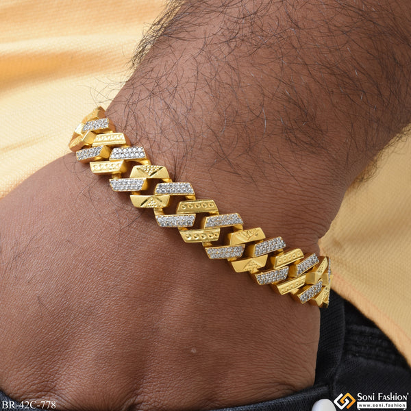 1 Gram Gold Plated With Diamond Design High-quality Bracelet For Men - Style C778