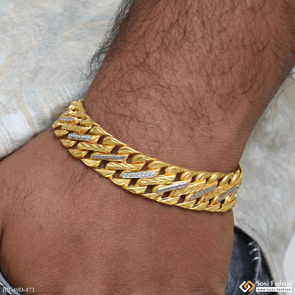 1 Gram Gold Plated Artisanal Design Pokal Bracelet for Men - Style D473