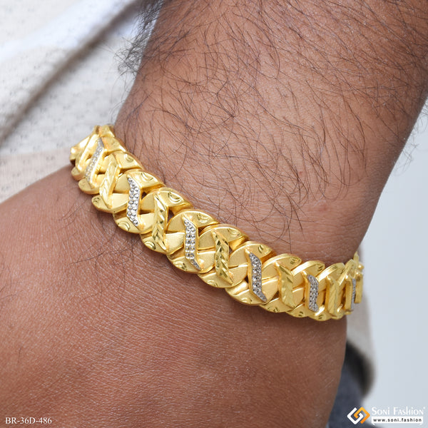 1 Gram Gold Plated Prominent Design Bracelet for Men - Style D486