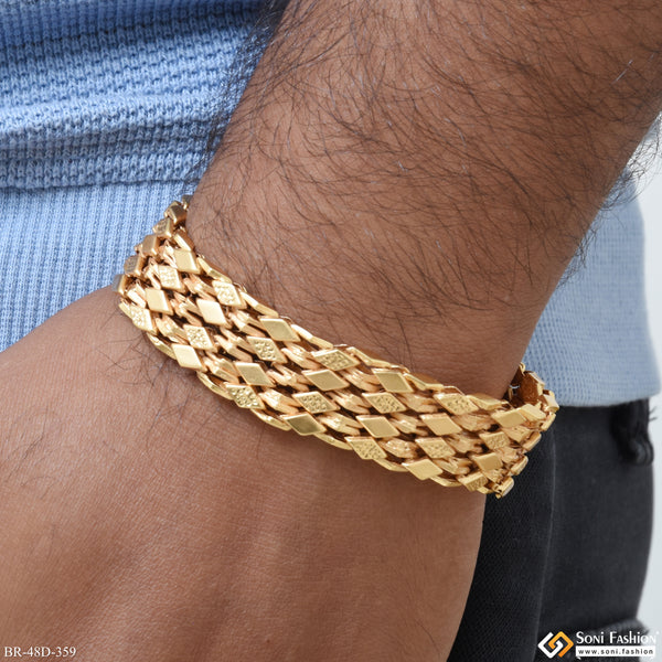 1 Gram Gold Plated Stylish Design Best Quality Bracelet for Men - Style D359