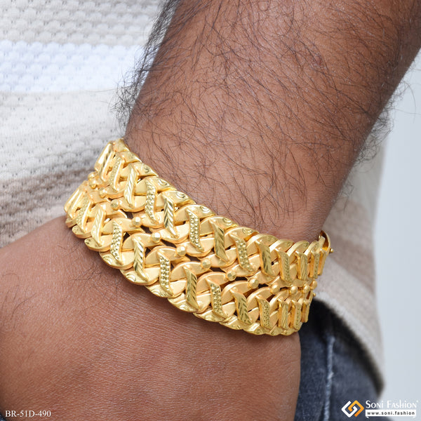 1 Gram Gold Plated Latest Design Pokal Bracelet for Men - Style D490