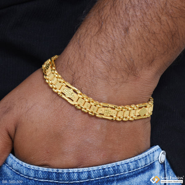 1 Gram Gold Plated Artisanal Design Box Bracelet for Men - Style D509