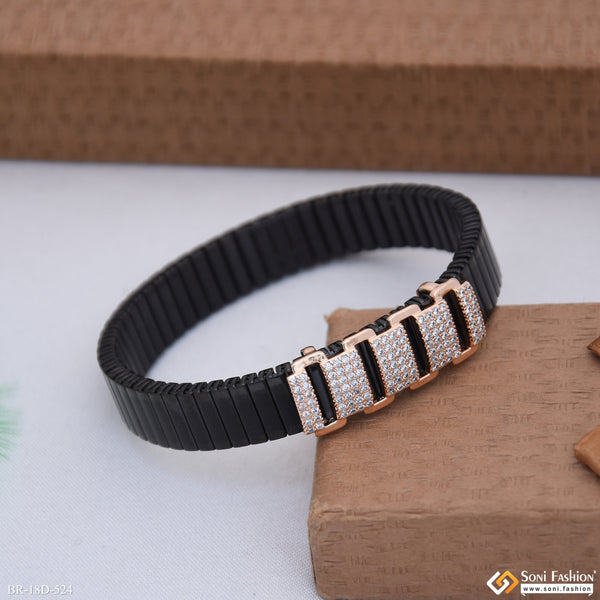 Fashionable Design Rose Gold & Black Color Bracelet for Men - Style D524