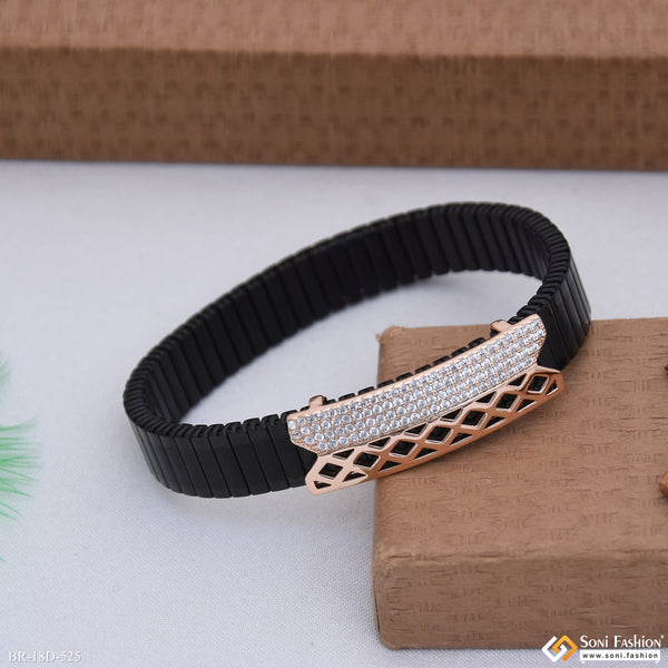 Fabulous Design Rose Gold & Black Color Bracelet for Men - Style D525