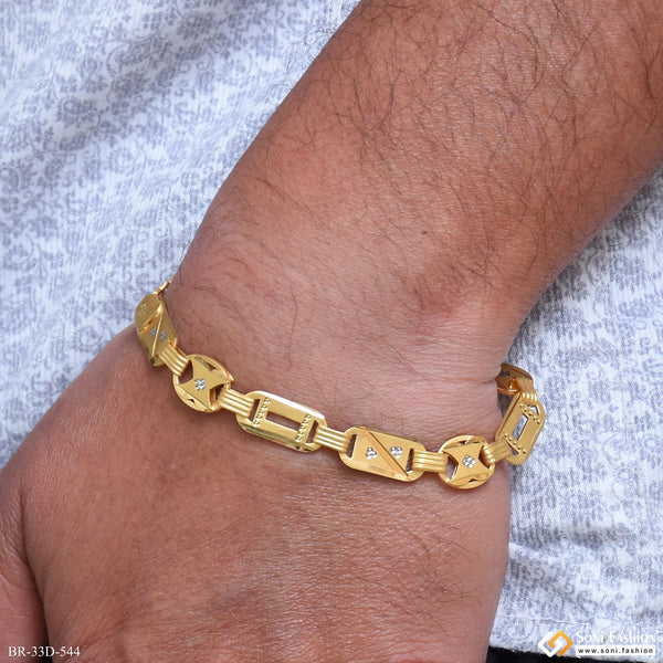 1 Gram Gold Plated 2 In 1 Nawabi Bracelet for Men - Style D544