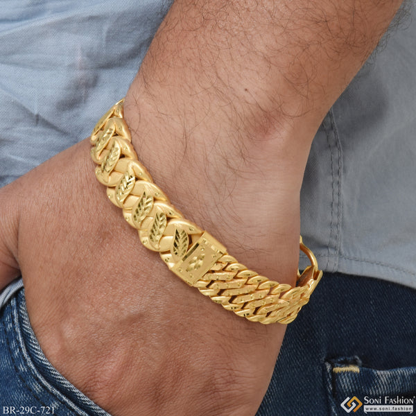 1 Gram Gold Plated Pokal Stylish Design Best Quality Bracelet for Men - Style C721