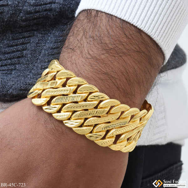 1 Gram Gold Plated Line Pokal Fashionable Design Bracelet For Men - Style C723