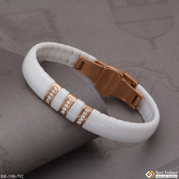 Distinctive Design Best Quality White & Rose Gold Bracelet for Men - Style B792