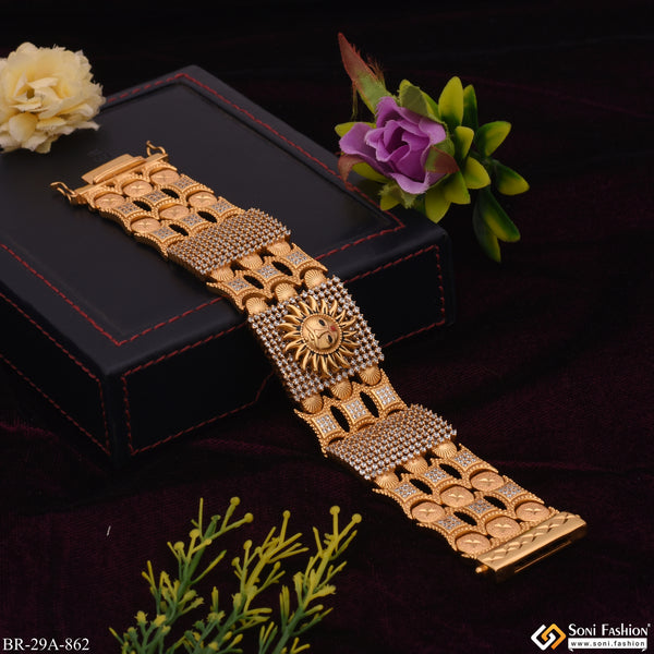 Sun Handmade Gold Plated 23 Diamonds Line Bracelet - Style A862