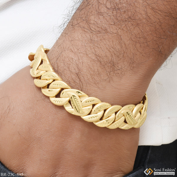 1 Gram Gold Plated Stylish Design Best Quality Pokal Bracelet For Men - Style C895