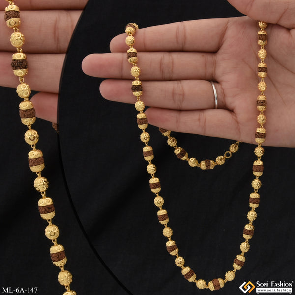 Beautiful Design Premium Looking Golden Balls With Rudraksha Mala For Men - Style A147