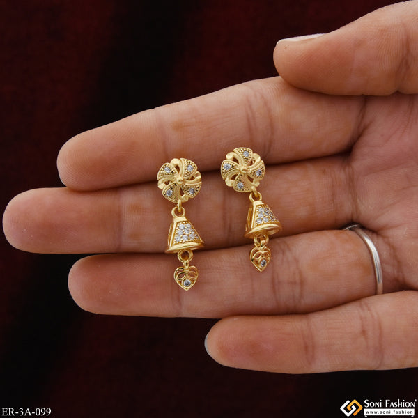 Beautiful Design with Diamond New Style Gold Plated Earrings for Lady - Style A099