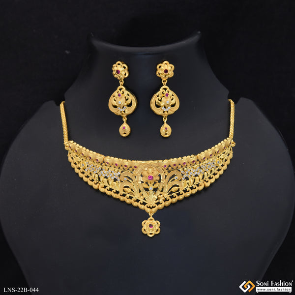 Best Quality Gold Plated Choker Necklace Set for Women - Style B044