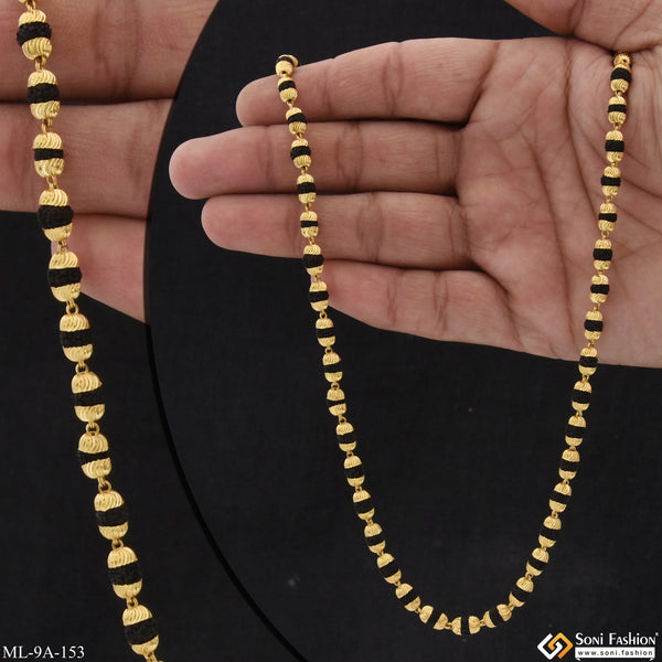 Black Chic Design Superior Quality Gold Plated Rudraksha Mala - Style A153