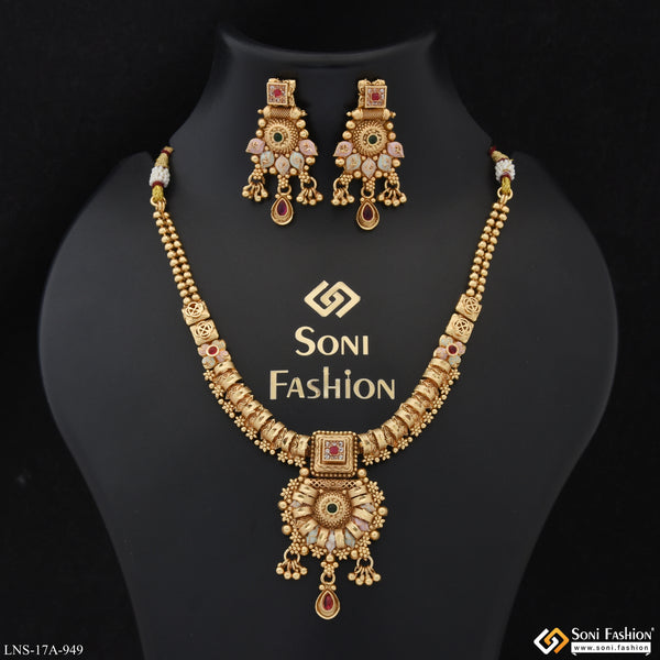 Brilliant Design Gold Plated Necklace Set for Women - Style A949