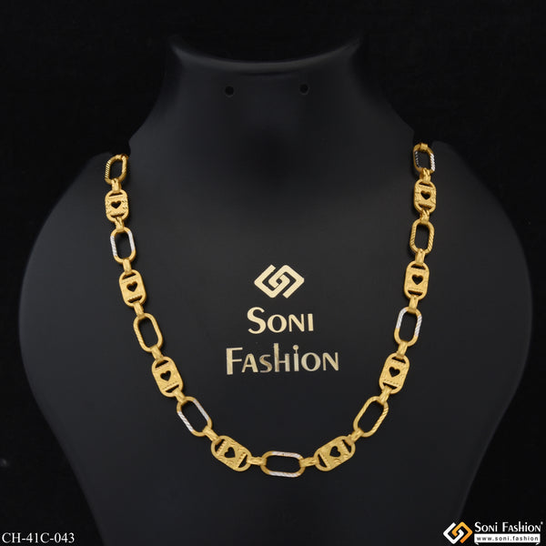 1 Gram Gold Forming Heart Nawabi Sophisticated Design Chain for Men - Style C043