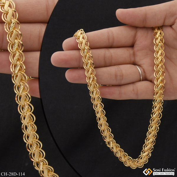 1 Gram Gold Plated Kohli Etched Design High-Quality Chain for Men - Style D114