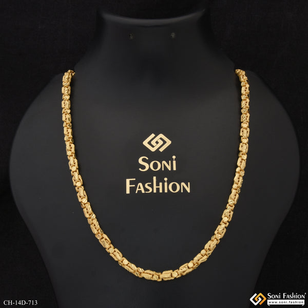 Attractive Leaf Design Gold Plated Chain for Men - Style D713