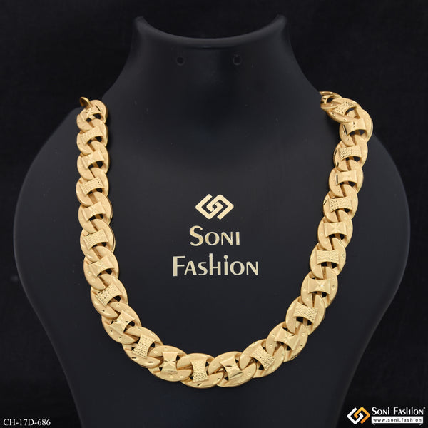 2 In 1 Gorgeous Design Gold Plated Pokal Chain for Men - Style D686