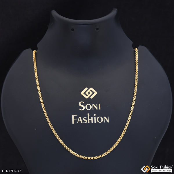 1 Gram Gold Plated Glittering Design Box Chain for Men - Style D745