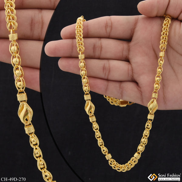 1 Gram Gold Plated Attention-Getting Design Rajwadi Chain for Men - Style D270