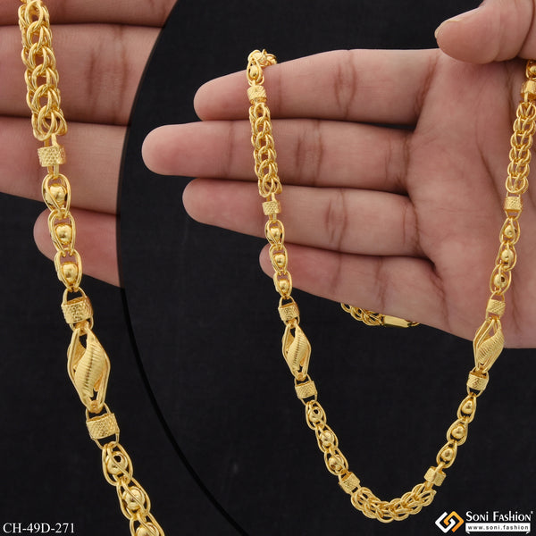 1 Gram Gold Plated Fancy Design High-Quality Rajwadi Chain for Men - Style D271