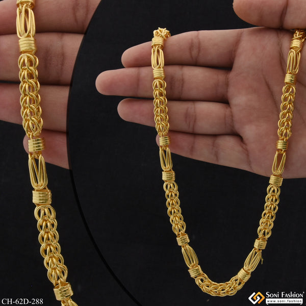 1 Gram Gold Plated Fancy Design High-Quality Rajwadi Chain for Men - Style D288