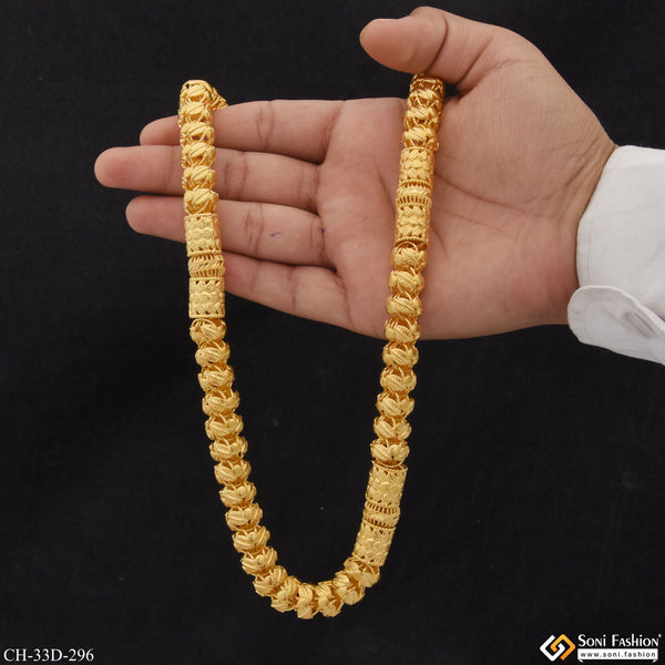 Superior Quality Sparkling Design Gold Plated Rajwadi Chain for Men - Style D296