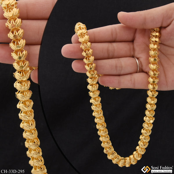 Etched Design High-Quality Gold Plated Rajwadi Chain for Men - Style D295