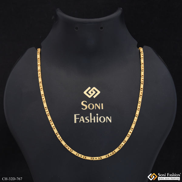 1 Gram Gold Plated Slim Design Nawabi Chain for Men - Style D767