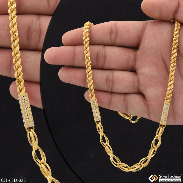 1 Gram Gold Plated 3 In 1 Link Popular Design Chain for Men - Style D333