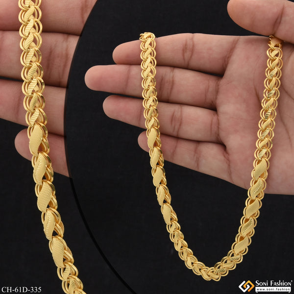 1 Gram Gold Plated Dual Design Kohli Chain for Men - Style D335