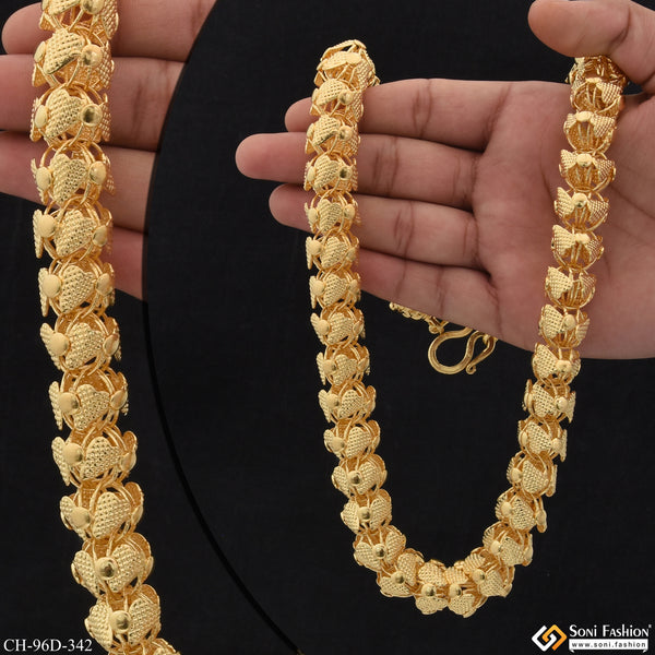 1 Gram Gold Plated Attention-Getting Design Rajwadi Chain for Men - Style D342